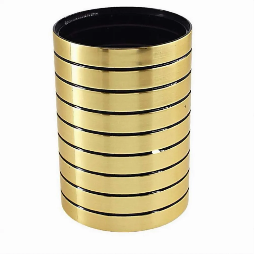 BICCHIERE PORTA SPAZZOLINI DA DENTI ORO A RIGHE STILE MODERNO ARREDO BAGNO 10386