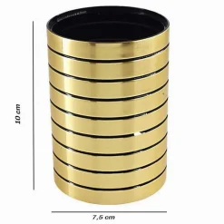 BICCHIERE PORTA SPAZZOLINI DA DENTI ORO A RIGHE STILE MODERNO ARREDO BAGNO 10386