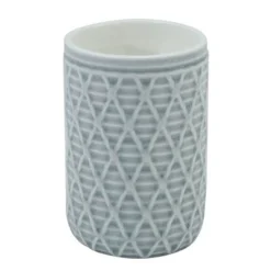 BICCHIERE PORTA SPAZZOLINI GRIGIO CON EFFETTO RETE ACCESSORIO BAGNO ARREDO 79279