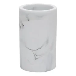 BICCHIERE PORTA SPAZZOLINI EFFETTO MARMO BIANCO ACCESSORIO ARREDO DA BAGNO 87830
