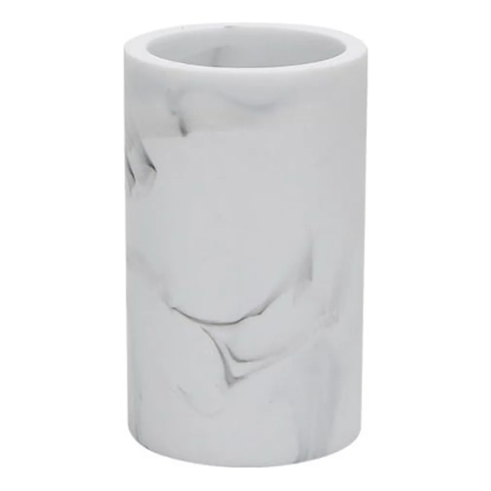 BICCHIERE PORTA SPAZZOLINI EFFETTO MARMO BIANCO ACCESSORIO ARREDO DA BAGNO 87830