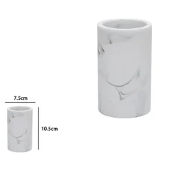 BICCHIERE PORTA SPAZZOLINI EFFETTO MARMO BIANCO ACCESSORIO ARREDO DA BAGNO 87830