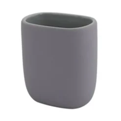 BICCHIERE PORTA SPAZZOLINI DENTIFRICIO PIATTO GRIGIO ARREDO BAGNO ACCESSORIO 87810