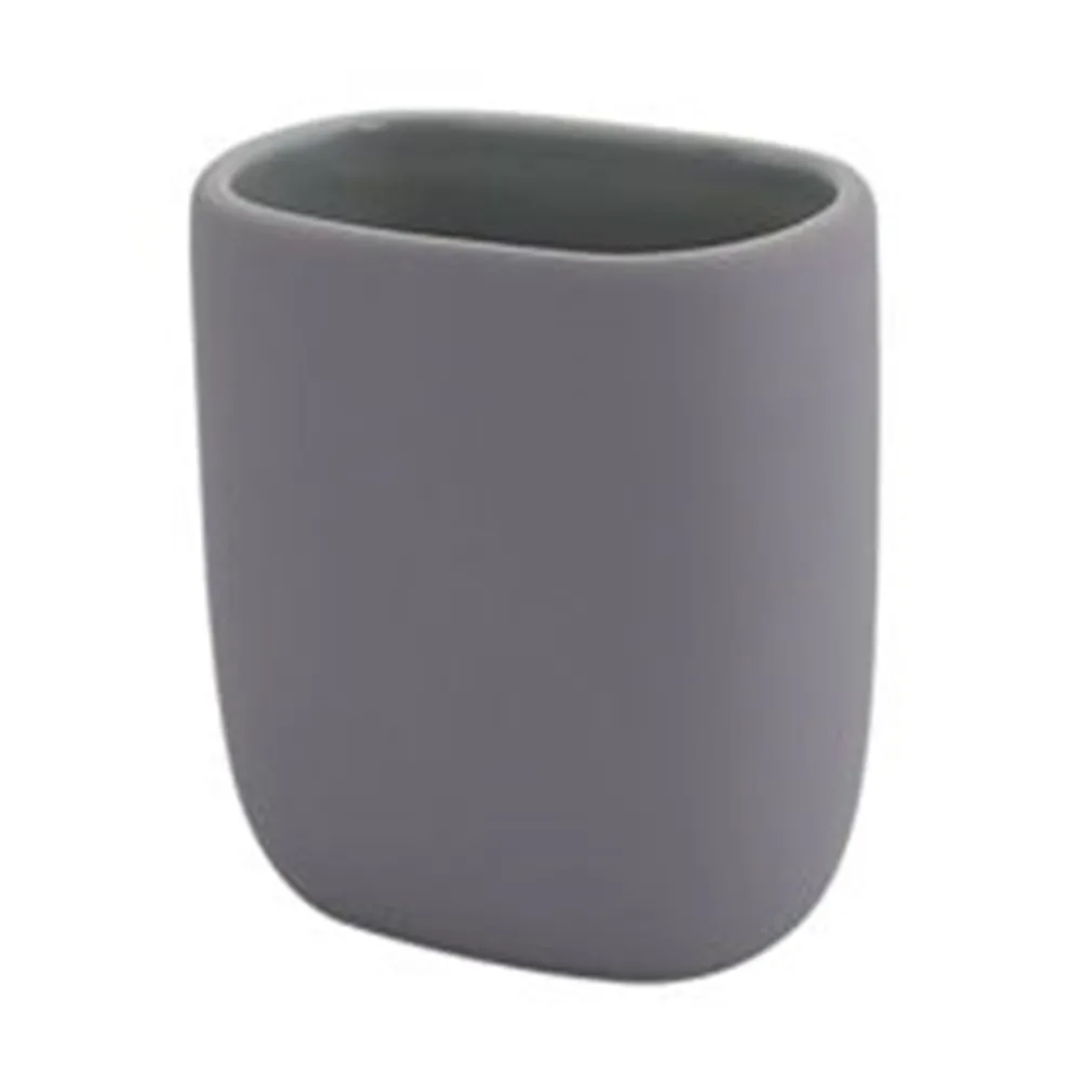 BICCHIERE PORTA SPAZZOLINI DENTIFRICIO PIATTO GRIGIO ARREDO BAGNO ACCESSORIO 87810