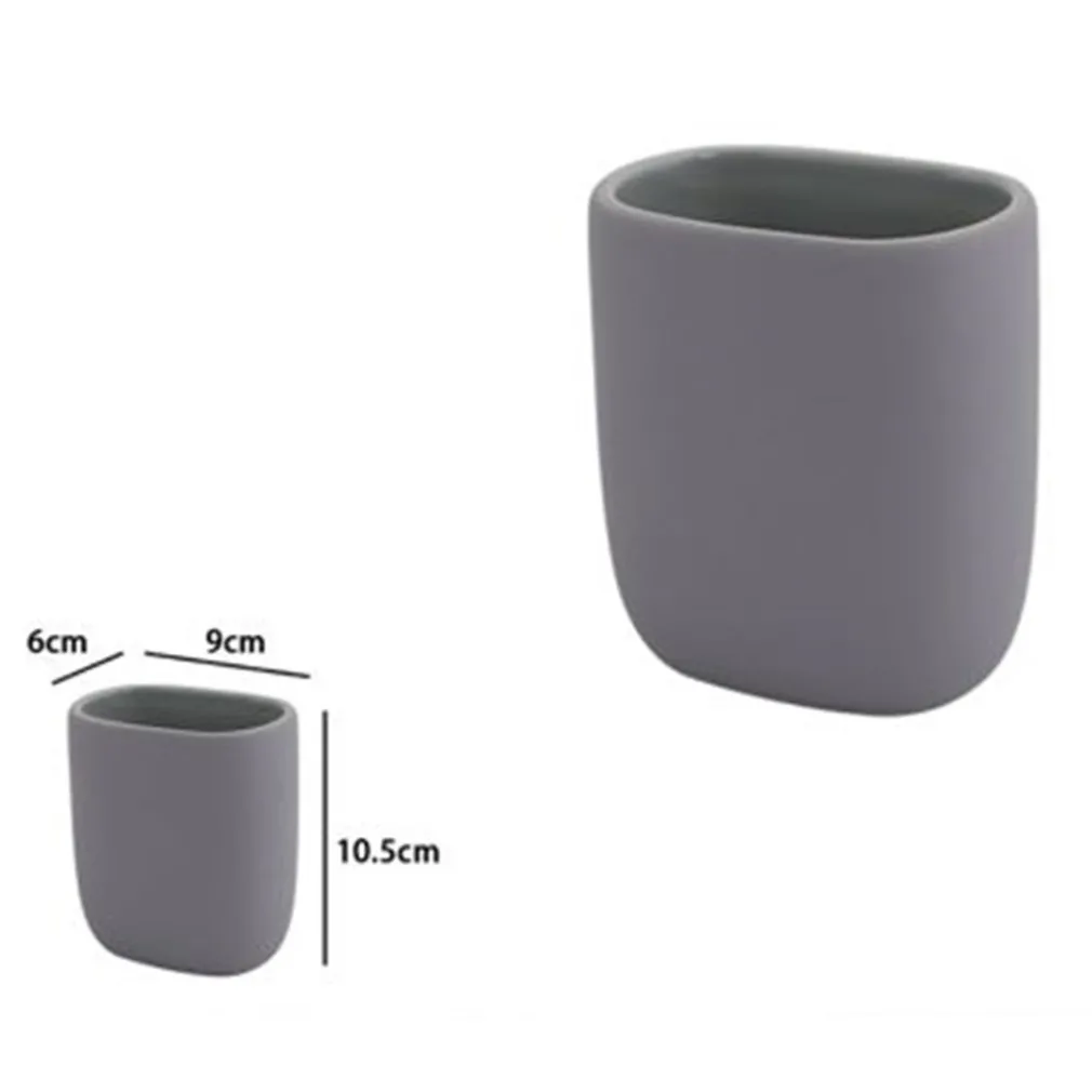 BICCHIERE PORTA SPAZZOLINI DENTIFRICIO PIATTO GRIGIO ARREDO BAGNO ACCESSORIO 87810