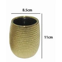 BICCHIERE PORTA SPAZZOLINI ACCESSORIO DORATO RIGATO MODERNO ARREDO BAGNO 59935