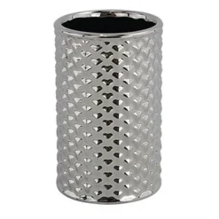BICCHIERE PORTA SPAZZOLINI ACCESSORIO SILVER CON EFFETTO CUORICINI ARREDO BAGNO 87818