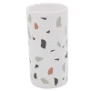 BICCHIERE PORTA SPAZZOLINO GRANIGLIA BIANCO MULTICOLORE PLASTICA 13X6.5CM 69840