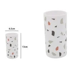 BICCHIERE PORTA SPAZZOLINO GRANIGLIA BIANCO MULTICOLORE PLASTICA 13X6.5CM 69840