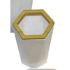 BICCHIERE PORTA SPAZZOLINI A CILINDRO ESAGONALE GEOMETRICO BIANCO LEGNO DA BAGNO 10837