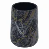 BICCHIERE PORTA SPAZZOLINI DENTIFRICIO BAGNO EFFETTO MARMORIZZATO NERO ORO 59892
