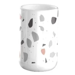 BICCHIERE PORTA SPAZZOLINO GRANIGLIA BIANCO MULTICOLORE ACCESSORI BAGNO 69835