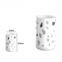 BICCHIERE PORTA SPAZZOLINO GRANIGLIA BIANCO MULTICOLORE ACCESSORI BAGNO 69835