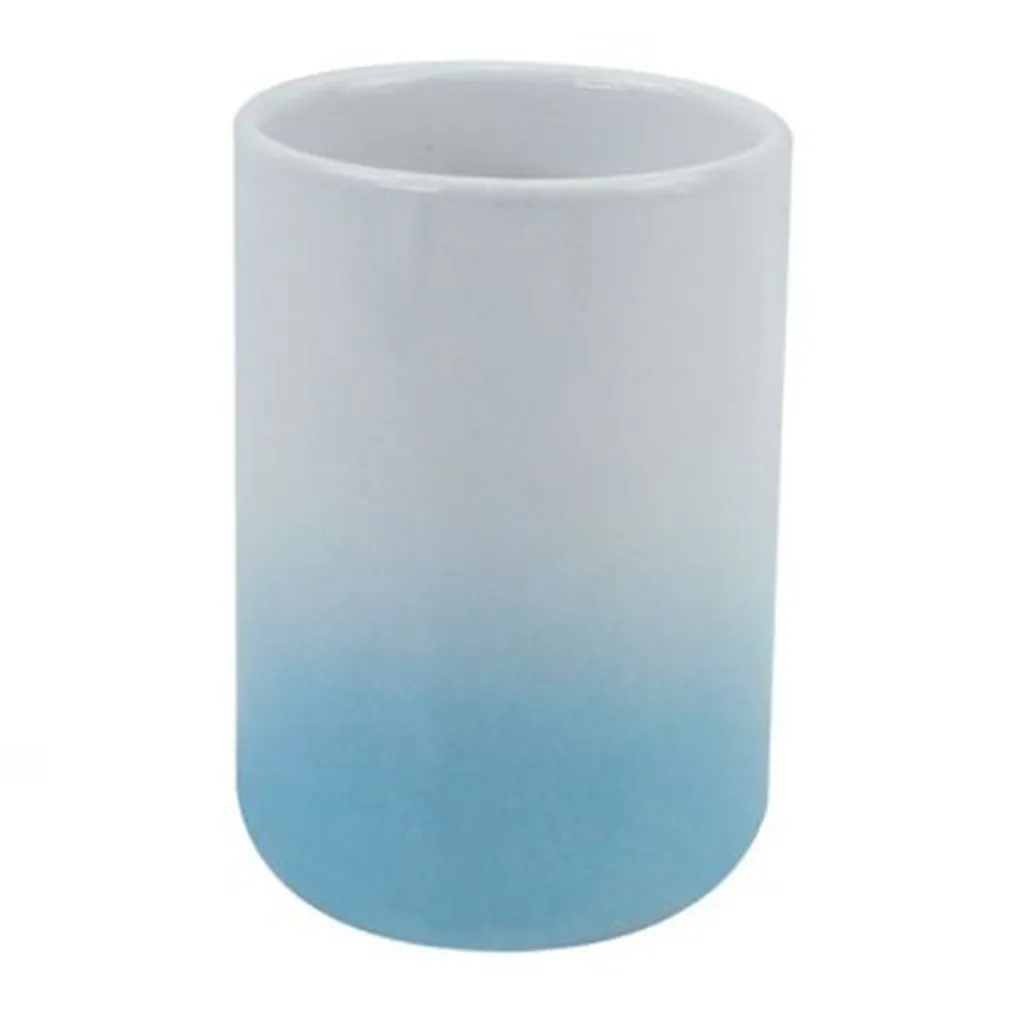 BICCHIERE PORTASPAZZOLINI DENTIFRICIO BIANCO AZZURRO ARREDO BAGNO ACCESSORI 59911