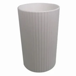 BICCHIERE PORTASPAZZOLINI COLORE BIANCO RIGATO ACCESSORIO PER ARREDO BAGNO 79163