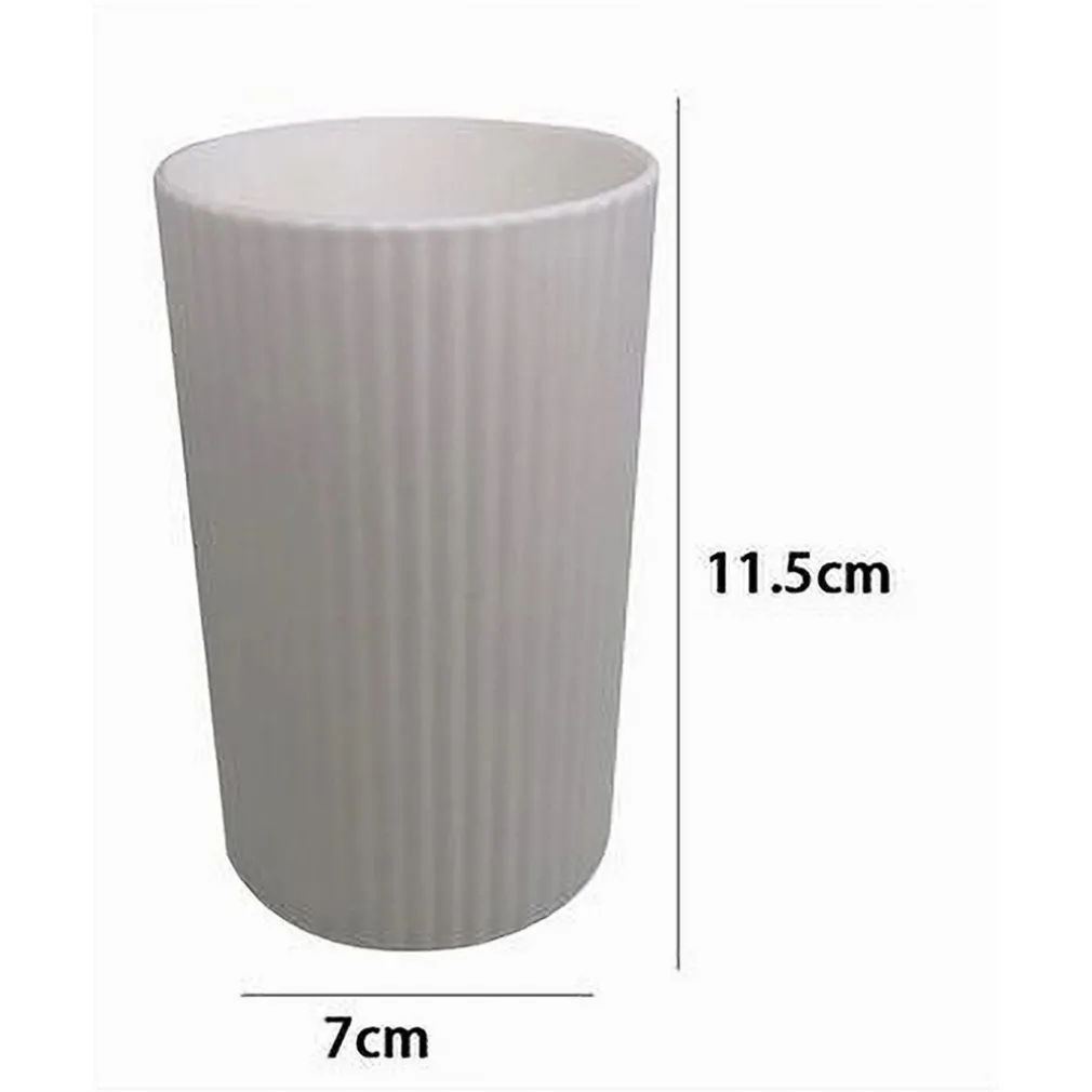 BICCHIERE PORTASPAZZOLINI COLORE BIANCO RIGATO ACCESSORIO PER ARREDO BAGNO 79163