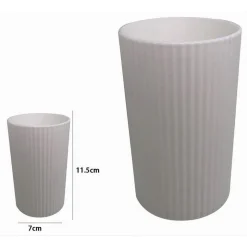 BICCHIERE PORTASPAZZOLINI COLORE BIANCO RIGATO ACCESSORIO PER ARREDO BAGNO 79163