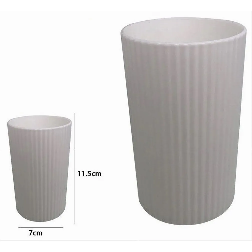 BICCHIERE PORTASPAZZOLINI COLORE BIANCO RIGATO ACCESSORIO PER ARREDO BAGNO 79163