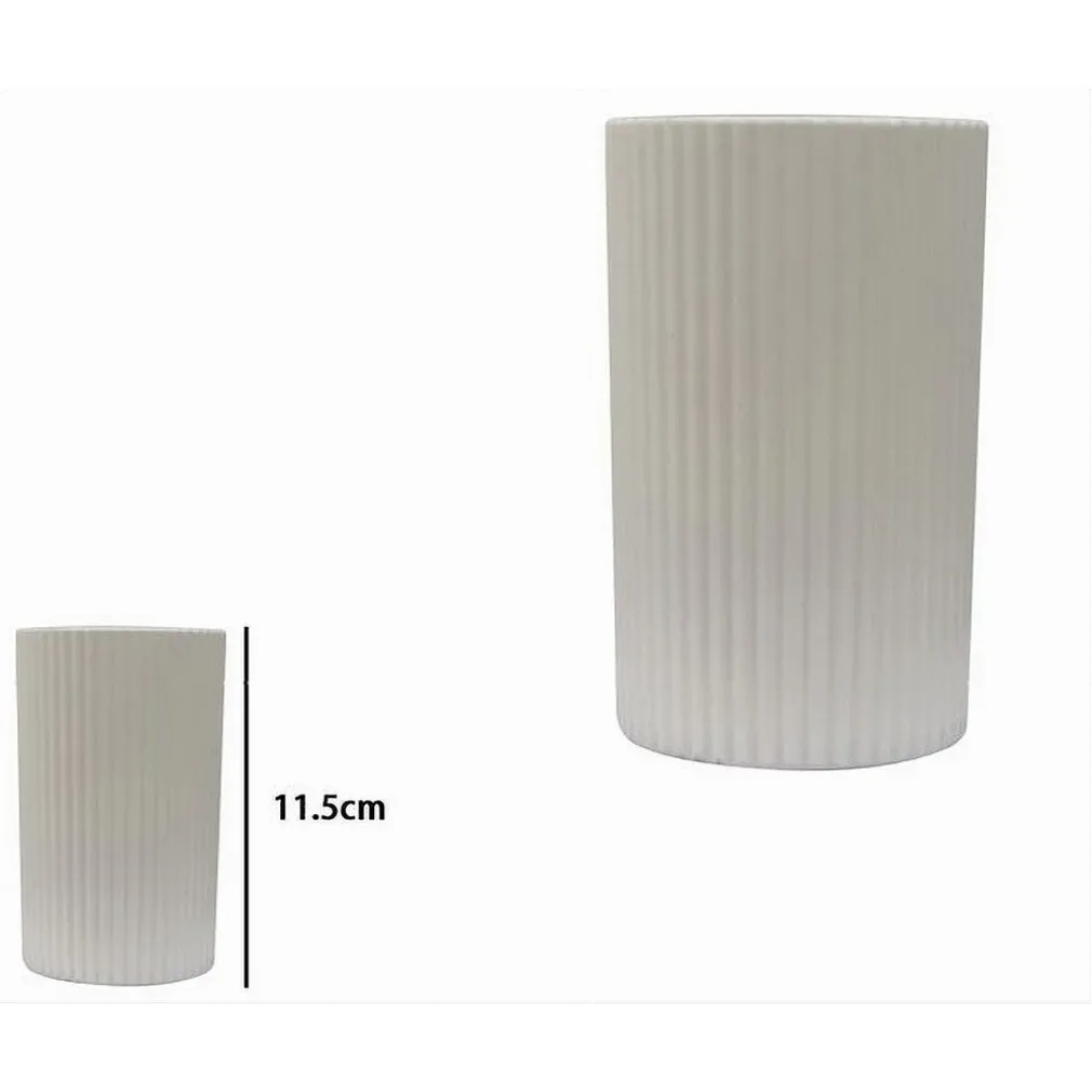 BICCHIERE PORTASPAZZOLINI COLORE BIANCO RIGATO ACCESSORIO PER ARREDO BAGNO 79163