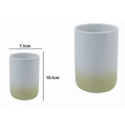 BICCHIERE PORTASPAZZOLINI DENTIFRICIO BIANCO GIALLO ARREDO BAGNO ACCESSORI 59903