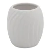 BICCHIERE PORTASPAZZOLINI IN CERAMICA RIGATA BIANCA ACCESSORI ARREDO BAGNO 79958