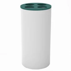 BICCHIERE PORTASPAZZOLINI 4 FORI BIANCO VERDE IN PLASTICA ACCESSORIO BAGNO 69979