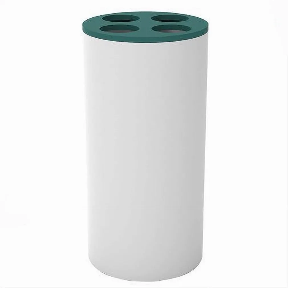 BICCHIERE PORTASPAZZOLINI 4 FORI BIANCO VERDE IN PLASTICA ACCESSORIO BAGNO 69979