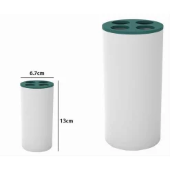 BICCHIERE PORTASPAZZOLINI 4 FORI BIANCO VERDE IN PLASTICA ACCESSORIO BAGNO 69979