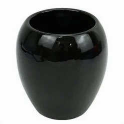 BICCHIERE PORTASPAZZOLINI CERAMICA NERO MODERNO ACCESSORIO ARREDO DA BAGNO 79249