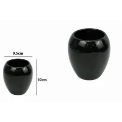BICCHIERE PORTASPAZZOLINI CERAMICA NERO MODERNO ACCESSORIO ARREDO DA BAGNO 79249