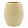 BICCHIERE PORTASPAZZOLINI IN CERAMICA RIGATA GIALLA ACCESSORI ARREDO BAGNO 79961