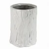 BICCHIERE PORTASPAZZOLINI DENTIFRICIO BAGNO CERAMICA BIANCA EFFETTO TRONCO 10331
