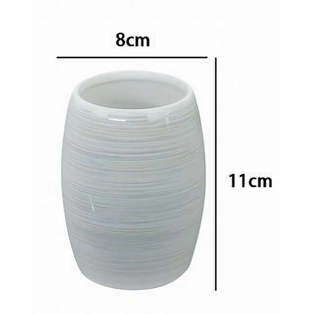 BICCHIERE PORTASPAZZOLINI DENTIFRICIO ARREDO BAGNO CERAMICA EFFETTO STRIATO 59870