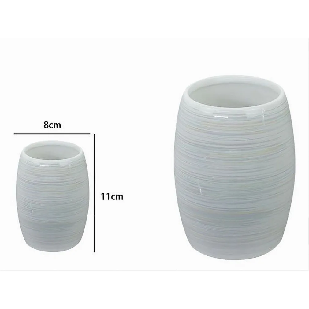 BICCHIERE PORTASPAZZOLINI DENTIFRICIO ARREDO BAGNO CERAMICA EFFETTO STRIATO 59870