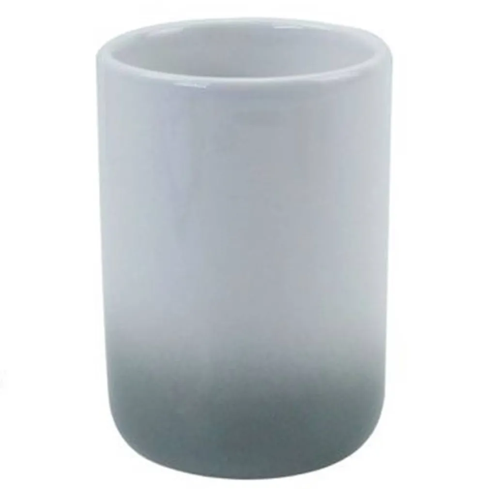 BICCHIERE PORTASPAZZOLINI DENTIFRICIO BIANCO GRIGIO ARREDO BAGNO ACCESSORI 59915