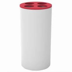 BICCHIERE PORTASPAZZOLINI 4 FORI BIANCO ROSSO IN PLASTICA ACCESSORIO BAGNO 69938