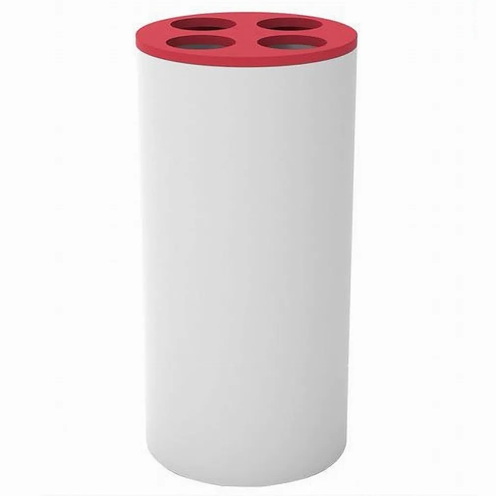 BICCHIERE PORTASPAZZOLINI 4 FORI BIANCO ROSSO IN PLASTICA ACCESSORIO BAGNO 69938