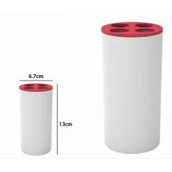 BICCHIERE PORTASPAZZOLINI 4 FORI BIANCO ROSSO IN PLASTICA ACCESSORIO BAGNO 69938