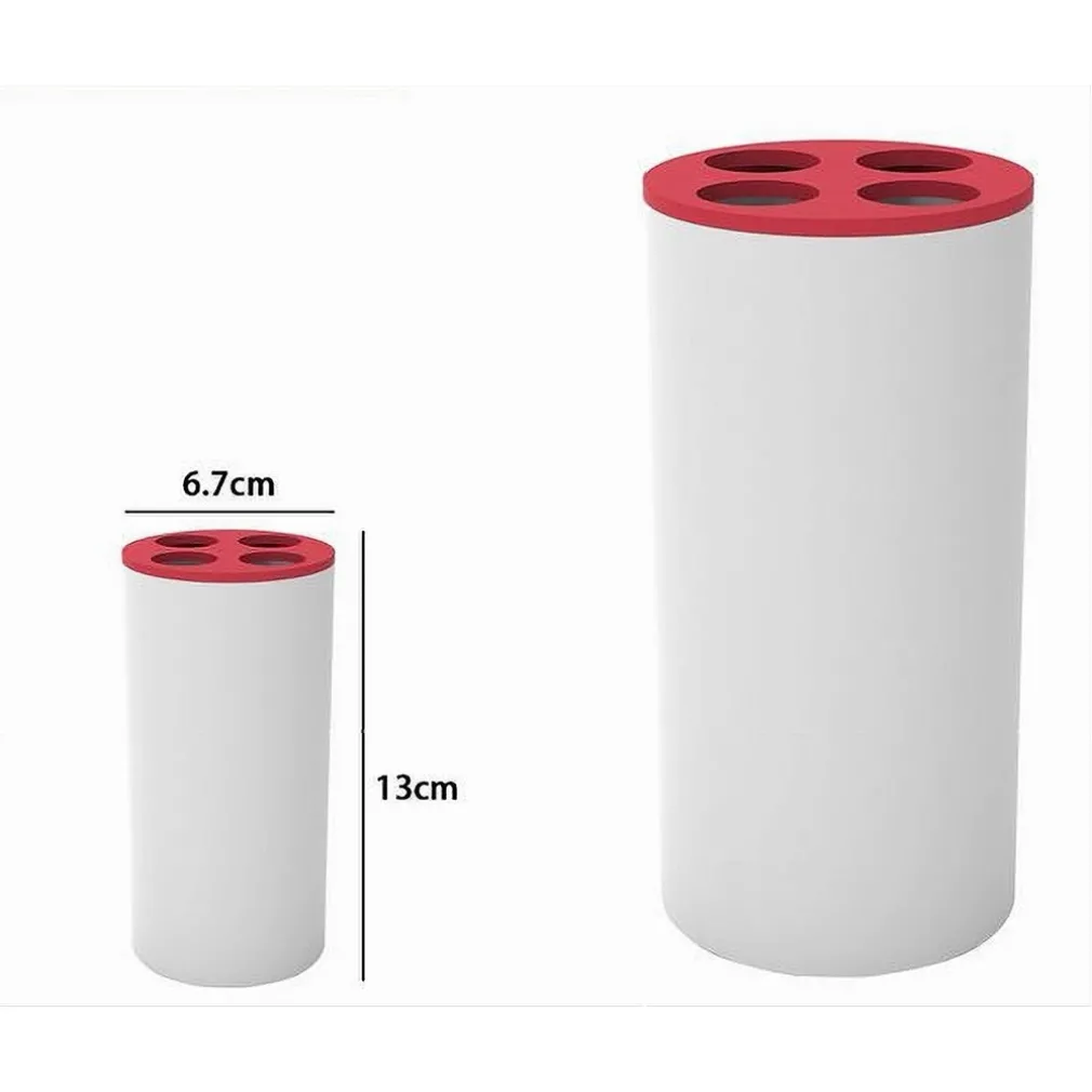 BICCHIERE PORTASPAZZOLINI 4 FORI BIANCO ROSSO IN PLASTICA ACCESSORIO BAGNO 69938