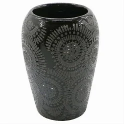 BICCHIERE PORTASPAZZOLINI CON MOTIVO ETNICO NERO ACCESSORI ARREDO DA BAGNO 79964