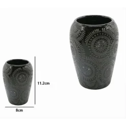 BICCHIERE PORTASPAZZOLINI CON MOTIVO ETNICO NERO ACCESSORI ARREDO DA BAGNO 79964