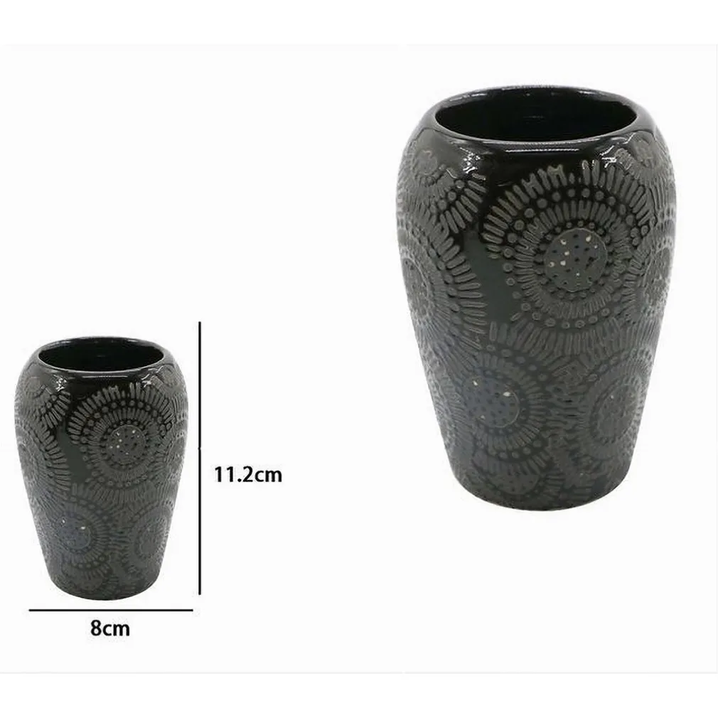 BICCHIERE PORTASPAZZOLINI CON MOTIVO ETNICO NERO ACCESSORI ARREDO DA BAGNO 79964