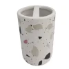 BICCHIERE PORTASPAZZOLINO 2 FORI GRANIGLIA BIANCO MULTICOLORE ARREDO BAGNO 69543