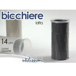 BICCHIERE PORTASPAZZOLINO IN LATTA 6X14CM APPOGGIO BAGNO COLORI ASSORTITI 655500