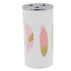BICCHIERE PORTASPAZZOLINO 3 FORI BIANCO PIUME IN PLASTICA ACCESSORIO BAGNO 69800