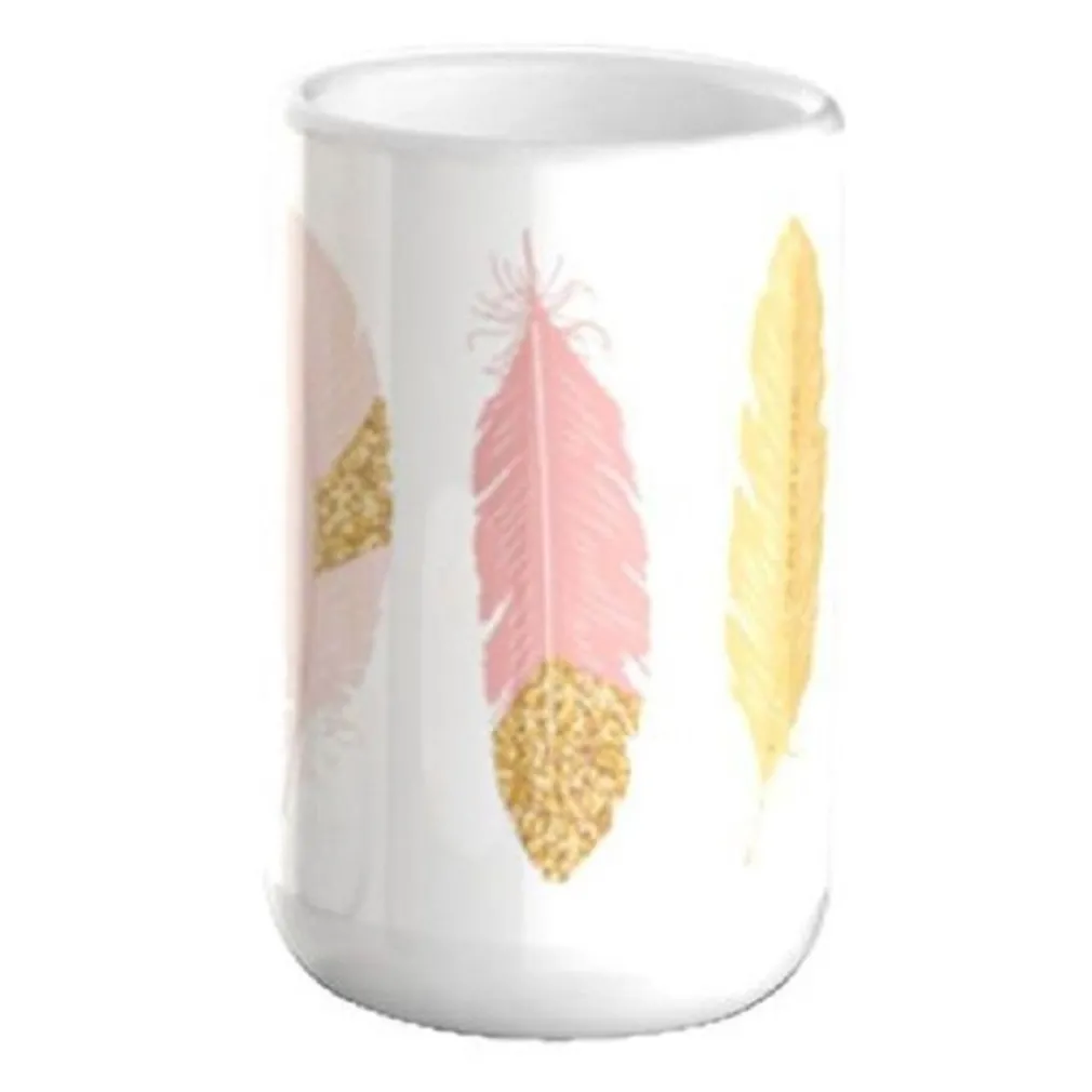BICCHIERE PORTASPAZZOLINO PIUME BIANCO ACCESSORI ARREDO BAGNO 6.8X10.8CM 69794