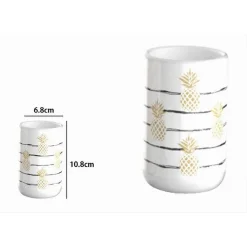 BICCHIERE PORTASPAZZOLINO ANANAS BIANCO ACCESSORIO ARREDO BAGNO 6.8X10.8CM 69753