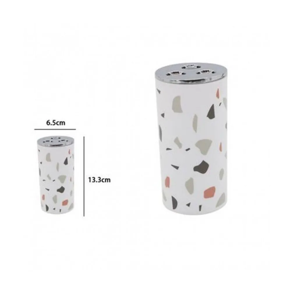 BICCHIERE PORTASPAZZOLINO 3 FORI GRANIGLIA BIANCO MULTICOLORE IN PLASTICA 69841