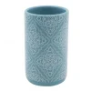BICCHIERE PORTASPAZZOLINO AZZURRO CON MAIOLICHE ACCESSORI BAGNO 6.8X10.8CM 87022