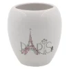 BICCHIERE PORTASPAZZOLINO SPAZZOLINI DECORATO SCRITTA PARIS ACCESSORI BAGNO 87036